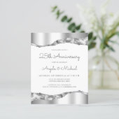 Budget Silver Mirror Foil 25th Anniversary Invite (Staand voorkant)