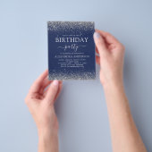 Budget Silver Navy Blue Elke zondag Glitter Flyer (Hand)