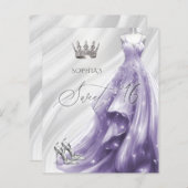 Budget Silver Paarse jurk Sweet 16 Uitnodiging (Voorkant / Achterkant)