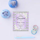Budget Silver Paarse Quinceanera Uitnodiging Flyer (Enkel)