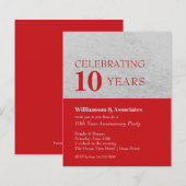 Budget Silver Red Business Jubileum Uitnodiging (Voorkant / Achterkant)