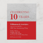 Budget Silver Red Business Jubileum Uitnodiging (Voorkant)