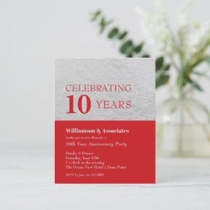 Budget Silver Red Business Jubileum Uitnodiging