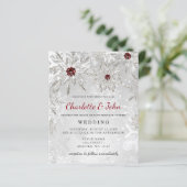 Budget Silver Red Snowflakes Weddenschap (Staand voorkant)