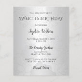 Budget Silver Roos Gold Dress Sweet 16 Uitnodiging (Achterkant)