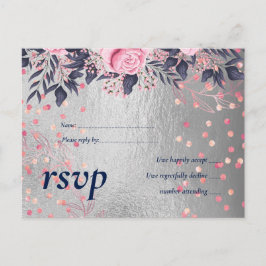 BUDGET Silver Rosegold Navy Pink Metallic Weddensc Uitnodiging Briefkaart