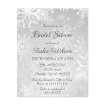 Budget Silver Snowflakes Bridal Shower Uitnodiging