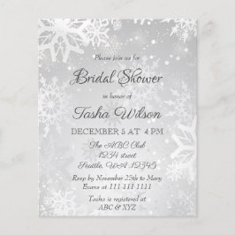 Budget Silver Snowflakes Bridal Shower Uitnodiging
