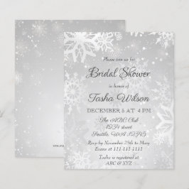 Budget Silver Snowflakes Bridal Shower Uitnodiging