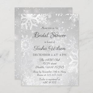 Budget Silver Snowflakes Bridal Shower Uitnodiging