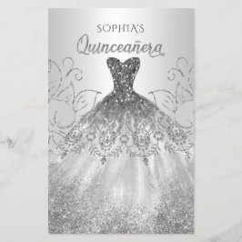 Budget Silver Sparkle Dress Quinceañera