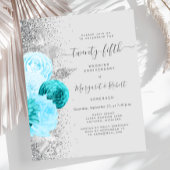 Budget Silver Teal Floral 25th Anniversary Party