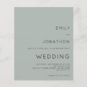 Budget Silvery Sage Green Wedding Uitnodiging (Voorkant)