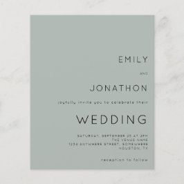 Budget Silvery Sage Green Wedding Uitnodiging