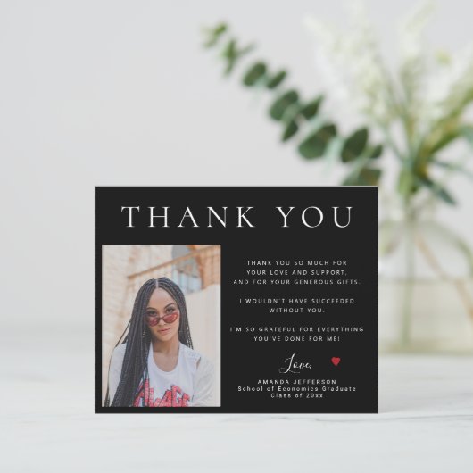 Budget simpel modern 3 foto's afstuderen bedankt (Staand voorkant)