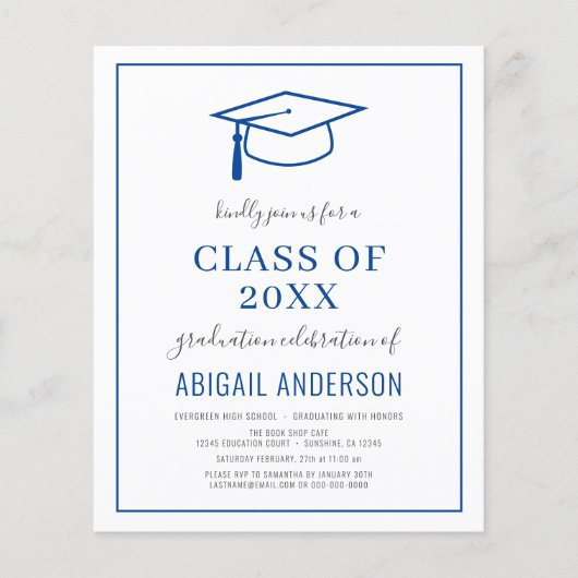 Budget Simple 2023 Afstuderen Photo Invitation Flyer (Voorkant)