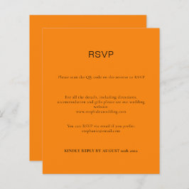Budget Simple Autumn Oranje QR Code RSVP Card