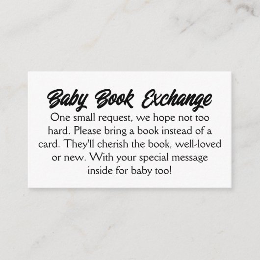 Budget Simple Baby Book Exchange Informatiekaartje (Voorkant)