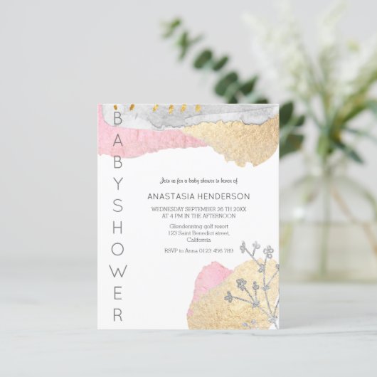 Budget Simple Baby shower Invitation. (Staand voorkant)