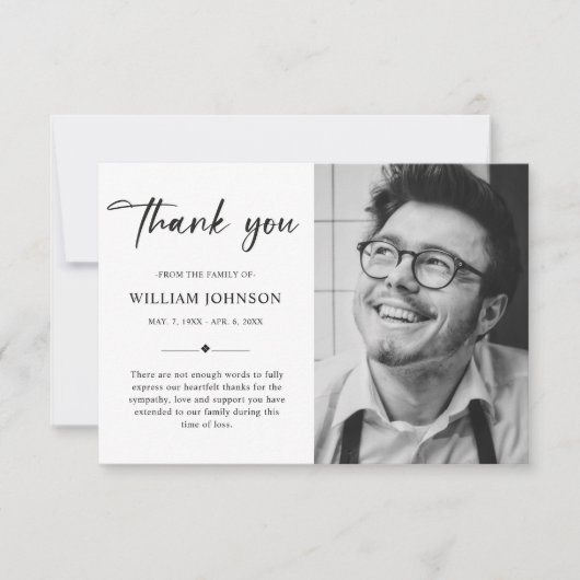Budget Simple Bereavement Sympathie Funeral Photo Bedankkaart (Voorkant)