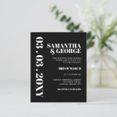Budget Simple Black and White Wedding Invitation (Staand voorkant)