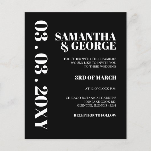 Budget Simple Black and White Wedding Invitation (Voorkant)