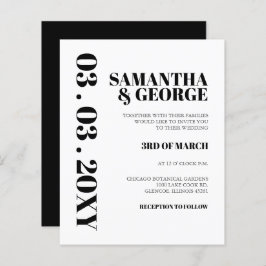 Budget Simple Black and White Wedding Invitation