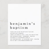 Budget Simple Black White Baptism Invitation (Voorkant)