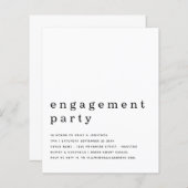 Budget Simple Black White Engagement Party uitnodi (Voorkant / Achterkant)