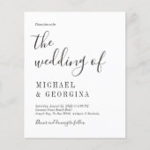 Budget Simple Black White Photo Weduwen Uitnodigin (Voorkant)