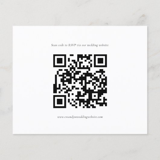 Budget Simple Black White QR Code Weddenschap RSVP (Achterkant)