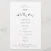 Budget Simple Black White Script Weddenprogramma (Achterkant)