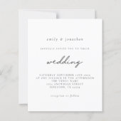 Budget Simple Black White Script Wedding Invite (Voorkant)