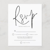 Budget Simple Black White Wedding RSVP (Voorkant)
