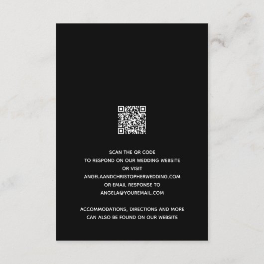 Budget Simple Black White Wedding RSVP QR Code Informatiekaartje (Achterkant)