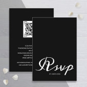 Budget Simple Black White Wedding RSVP QR Code Informatiekaartje
