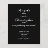 Budget Simple Black White Weduwen Uitnodiging (Voorkant)