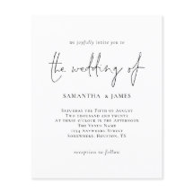 Budget Simple Black White Weduwen Uitnodiging