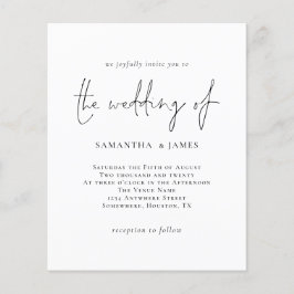 Budget Simple Black White Weduwen Uitnodiging