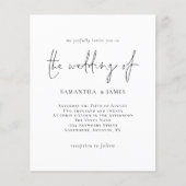 Budget Simple Black White Weduwen Uitnodiging (Voorkant)