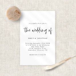 Budget Simple Black White Weduwen Uitnodiging