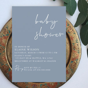 Budget Simple Blue Moderne Baby shower Invitation