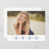 Budget Simple Blue Photo Afstuderen Aankondiging (Voorkant / Achterkant)