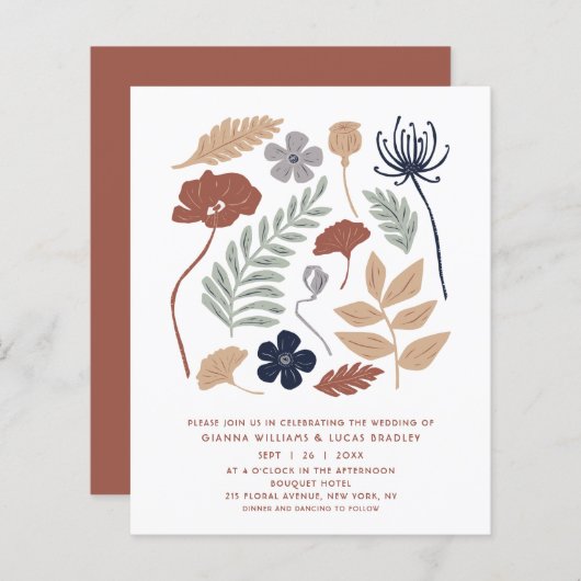 Budget Simple Blue Redwood Flowers Modern Wedding (Voorkant / Achterkant)