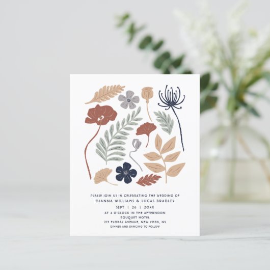 Budget Simple Blue Redwood Flowers Modern Wedding (Staand voorkant)