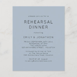 Budget Simple Blue Rehearings Dinner Wedding Invit