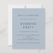 Budget Simple Blue Wedding Evening Party Uitnodige (Voorkant)