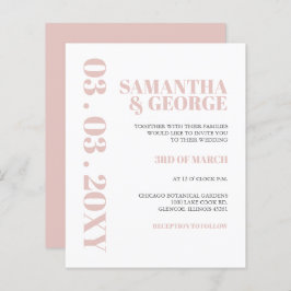 Budget Simple Blush Modern Wedding Invitation
