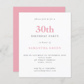 Budget Simple Blush Pink 30th Birthday Invitation (Voorkant / Achterkant)