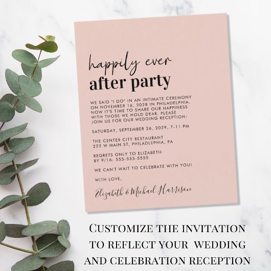 Budget Simple Blush Weddenschappen Reception Invit